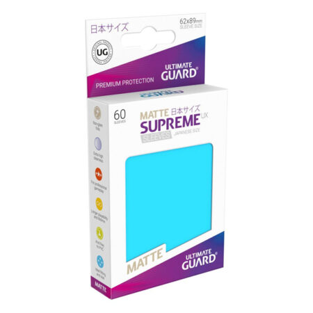 Bustine Protettive (60 Carte) Ultimate Guard Supreme UX Sleeves - Japanese Small Size 62x89 mm - Matte Light Blue Opache Blu Chiaro