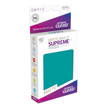 Bustine Protettive (60 Carte) Ultimate Guard Supreme UX Sleeves - Japanese Small Size 62x89 mm - Matte Petrol Opache Petrolio