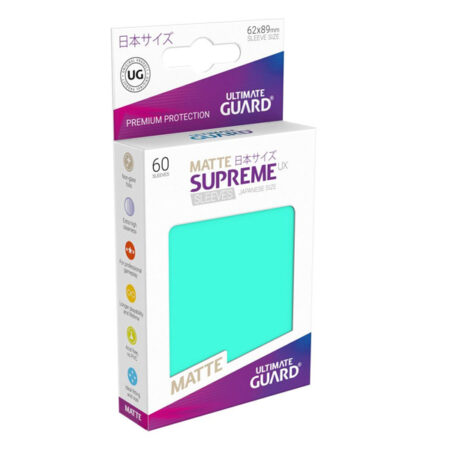 Bustine Protettive (60 Carte) Ultimate Guard Supreme UX Sleeves - Japanese Small Size 62x89 mm - Matte Turquoise