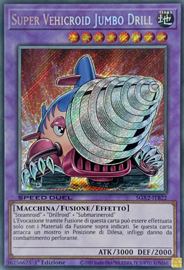 Super Vehicroid Jumbo Drill - Rara Segreta - Speed Duel GX: Esami Paradox - SGX2-ITB22 - Italiano - Nuovo